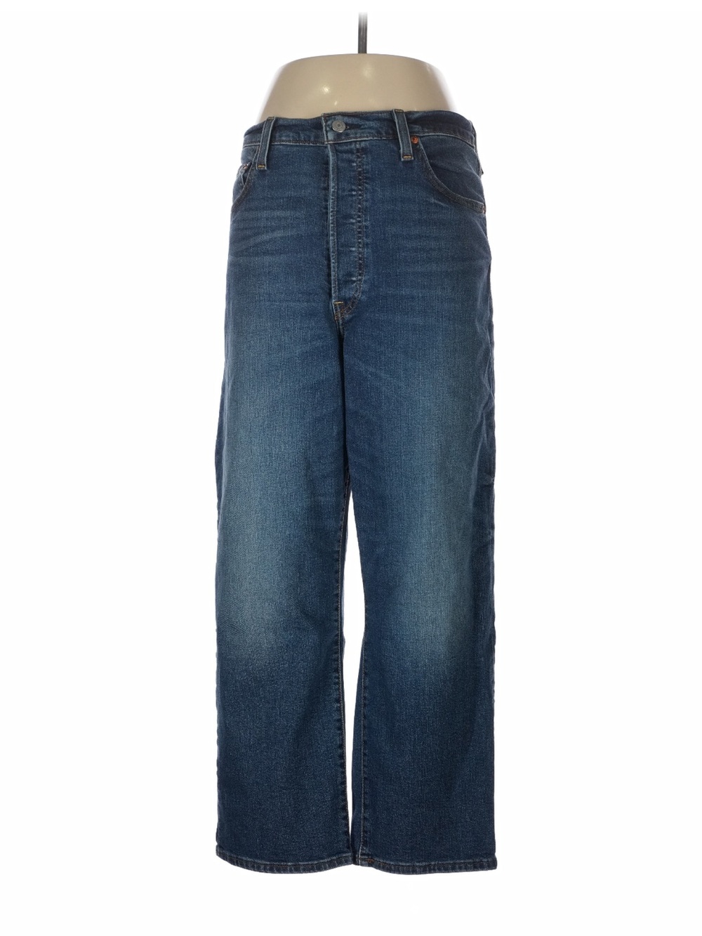 Levi’s Ribcage Straight Ankle Jeans Size 32 Dark Wash High Rise Denim - Picture 2 of 6